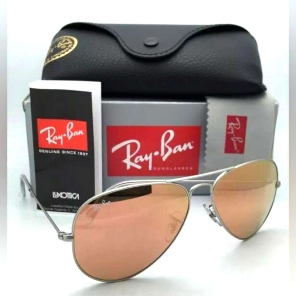 LIKE NEW Ray-Ban Pink Mirror Flash Aviator RB3025 Sunglasses Men and Women - Picture 2 of 16